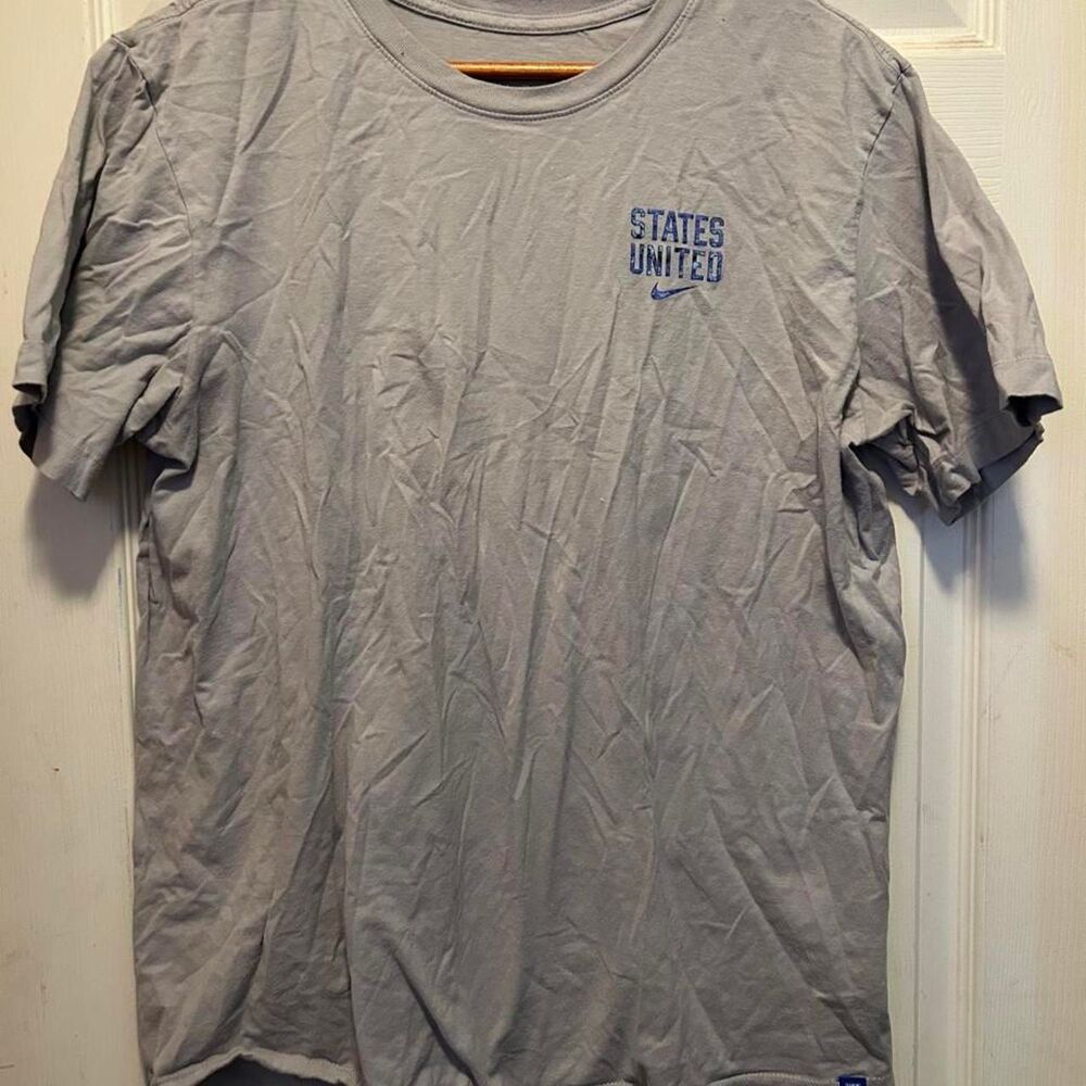 Nike Men's Grey and Blue T-shirt